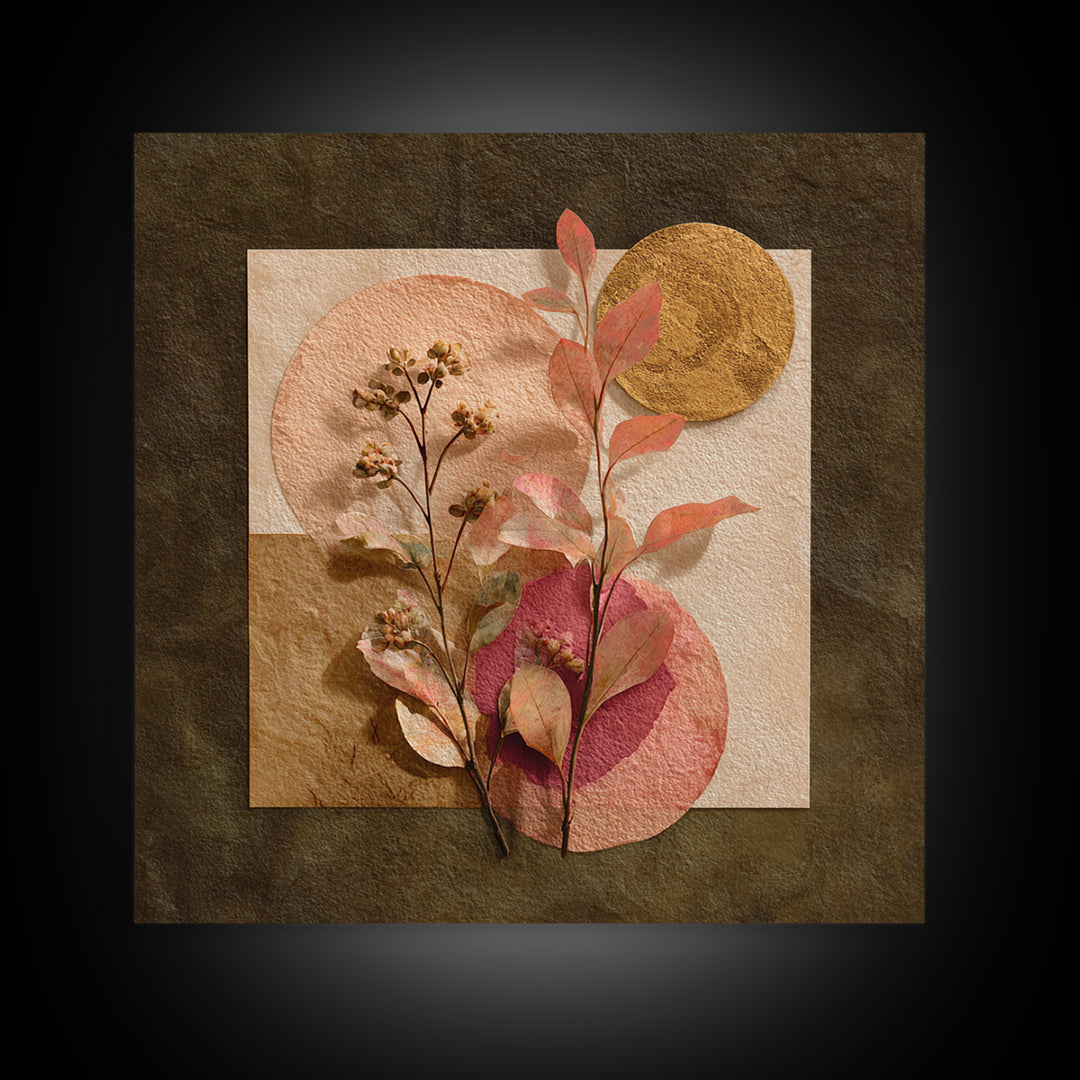 Dreamy Celestial Moon and Botanical Composition Canvas Print, Master Bedroom, Gallery Decor, Bedroom Decor, Fine Art, Sanctuary, MAS-1x1-59