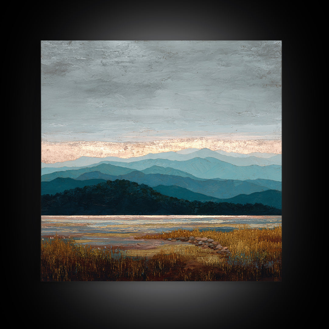 Soft Mountain Ridge Framed Canvas Print, Master Bedroom, Boho Decor, Bedroom Decor, Fine Art, Sanctuary, Wall Art Prints, MAS-1x1-61