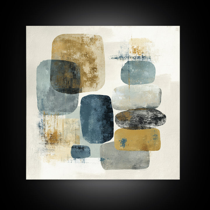 Minimal Stone Shapes Framed Canvas Print, Master Bedroom, Bedroom Prints, Bedroom Decor, Abstract Art, Sanctuary, Gallery Decor, MAS-1x1-64