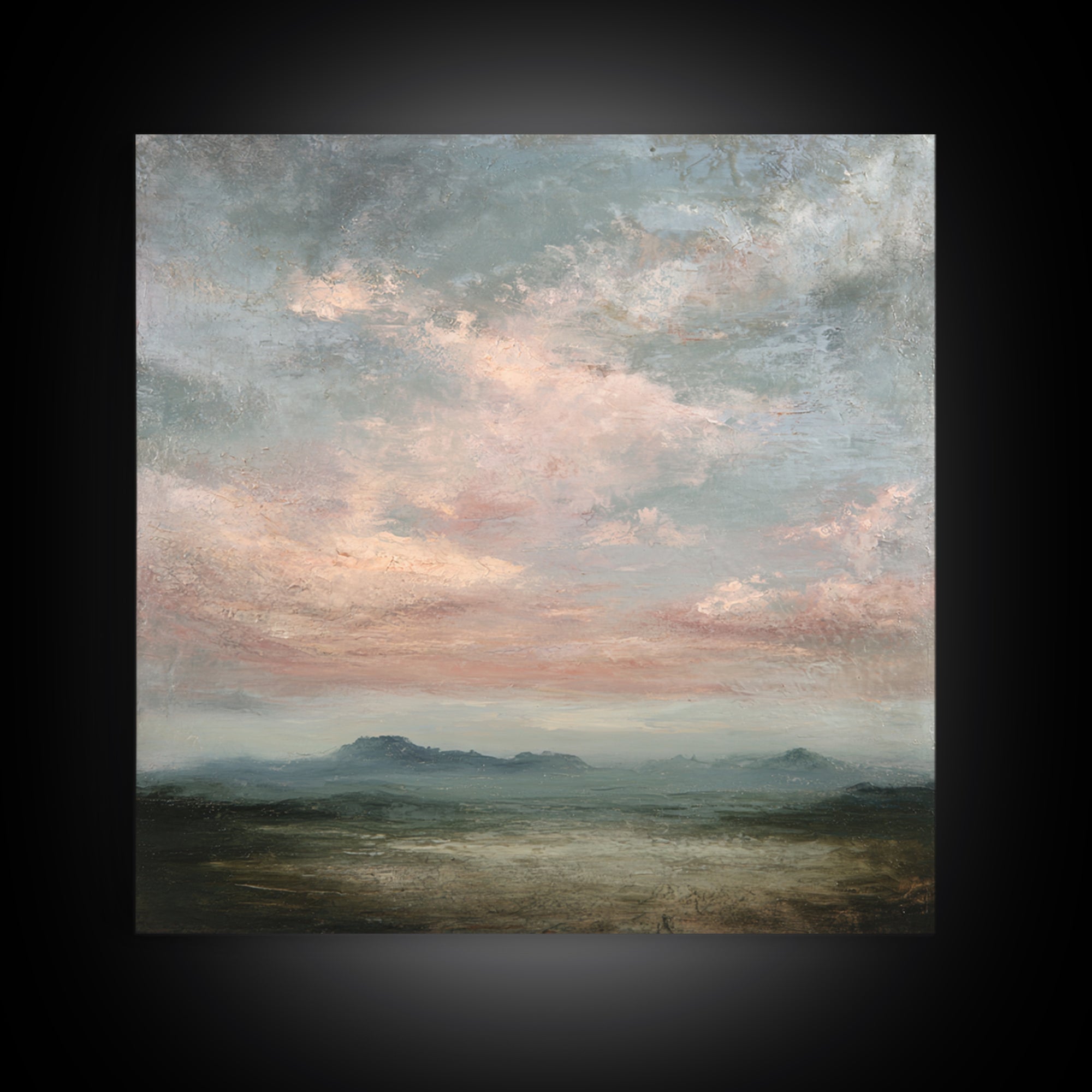 Blush and Taupe Cloudscape Framed Canvas Print, Master Bedroom, Statement Artwork, Bedroom Decor, Fine Art, Sanctuary, MAS-1x1-78