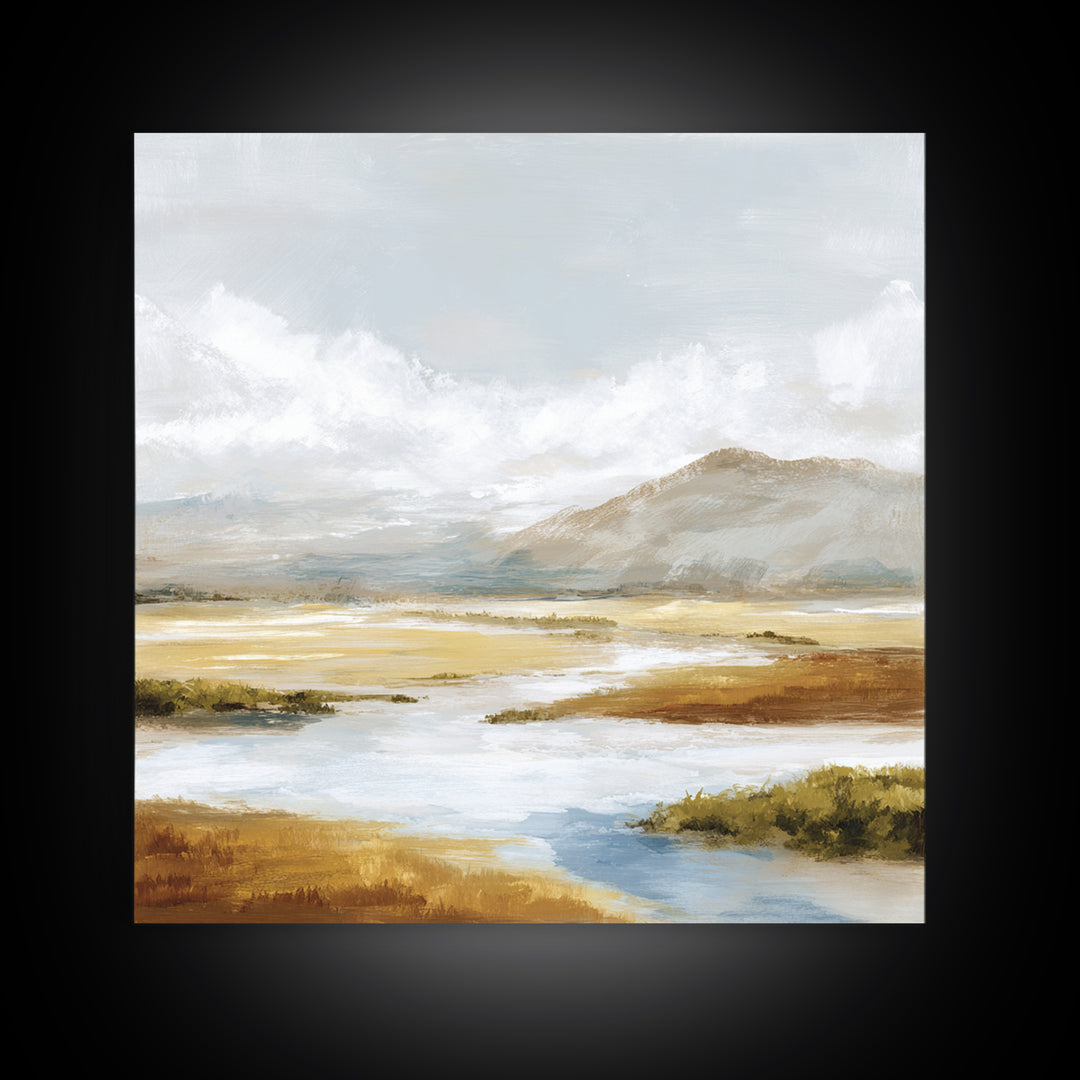 Soft Mountain Ridge Canvas Print, Master Bedroom, Minimalist Decor, Bedroom Decor, Oil Painting, Sanctuary, Farmhouse Decor, MAS-1x1-85