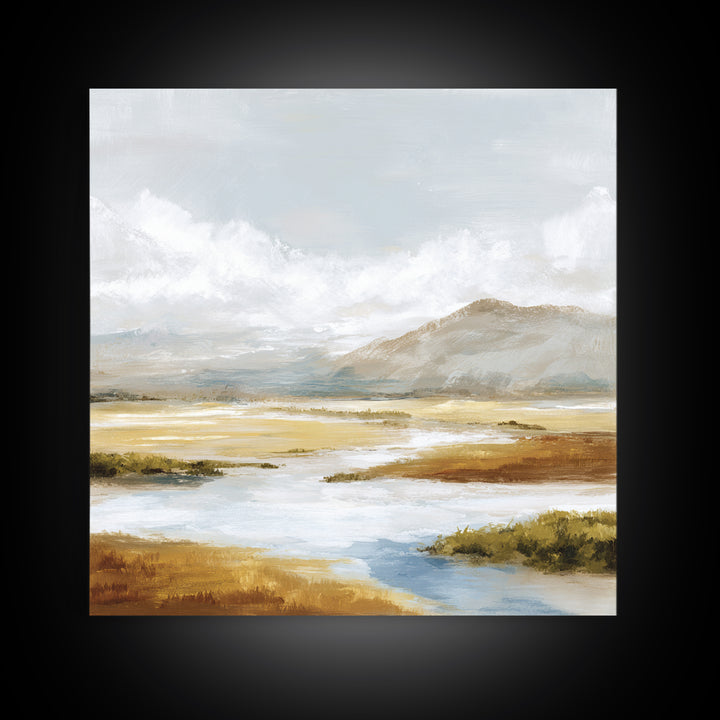 Soft Mountain Ridge Canvas Print, Master Bedroom, Minimalist Decor, Bedroom Decor, Oil Painting, Sanctuary, Farmhouse Decor, MAS-1x1-85
