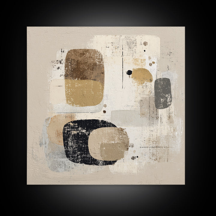 Minimal Stone Shapes Framed Canvas Print, Master Bedroom, Minimalist Decor, Bedroom Decor, Fine Art, Sanctuary, Farmhouse Decor, MAS-1x1-88