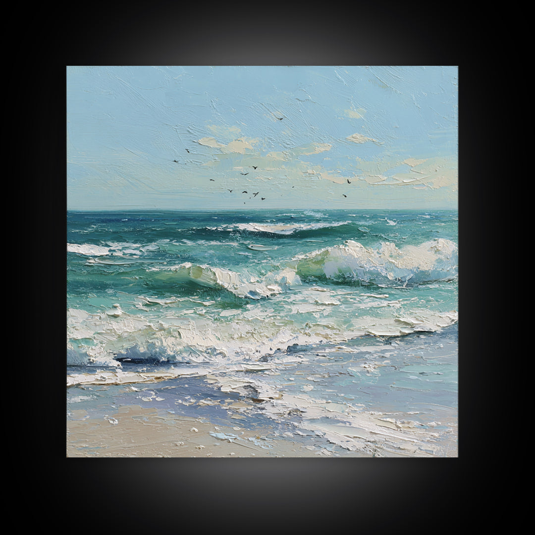 Elegant Moonlit Ocean Horizon Canvas Print, Master Bedroom, Wedding Decor, Bedroom Decor, Sanctuary, Rustic Home Decor, MAS-1x1-97