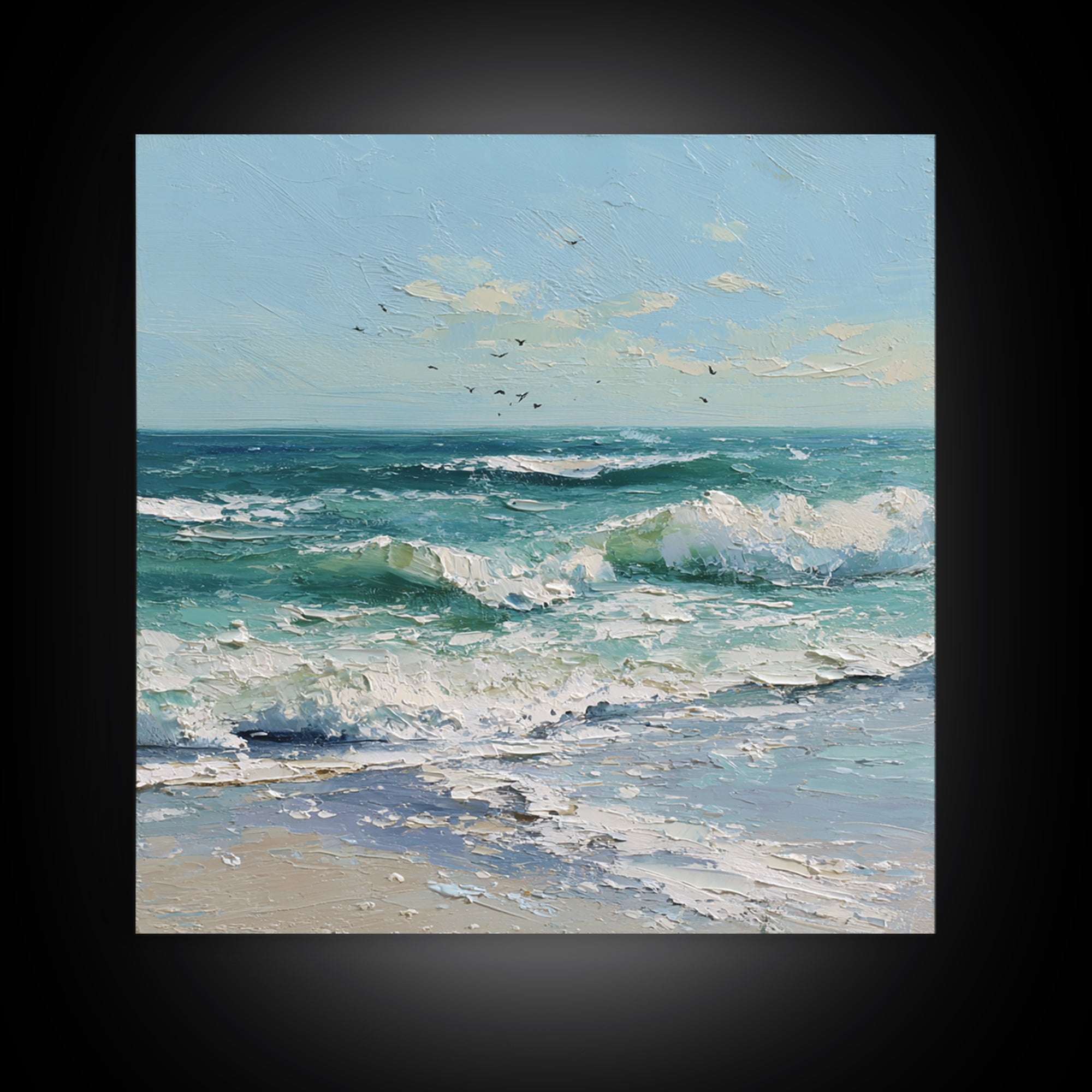 Elegant Moonlit Ocean Horizon Canvas Print, Master Bedroom, Wedding Decor, Bedroom Decor, Sanctuary, Rustic Home Decor, MAS-1x1-97