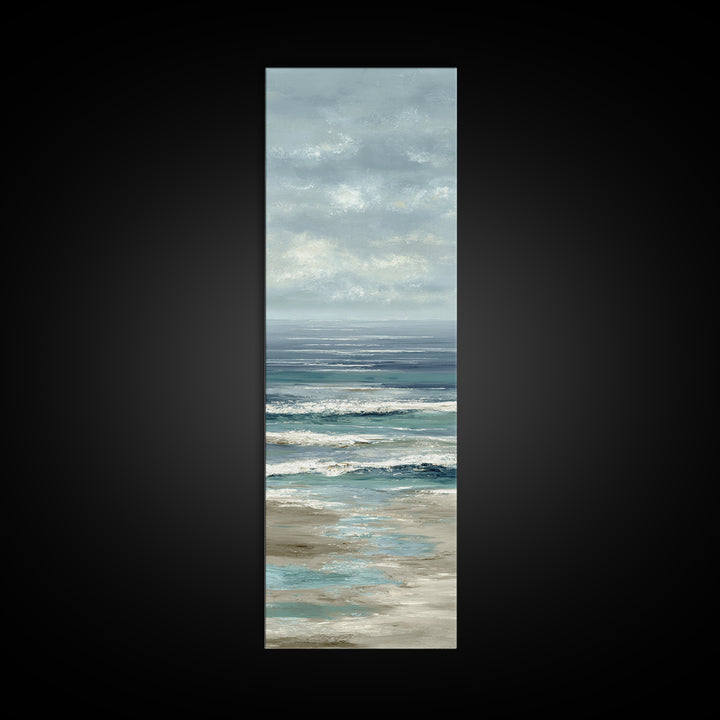 Elegant Moonlit Ocean Horizon Canvas Print, Master Bedroom, Minimalist Decor, Bedroom Decor, Oil Painting, Sanctuary, MAS-1x3-13