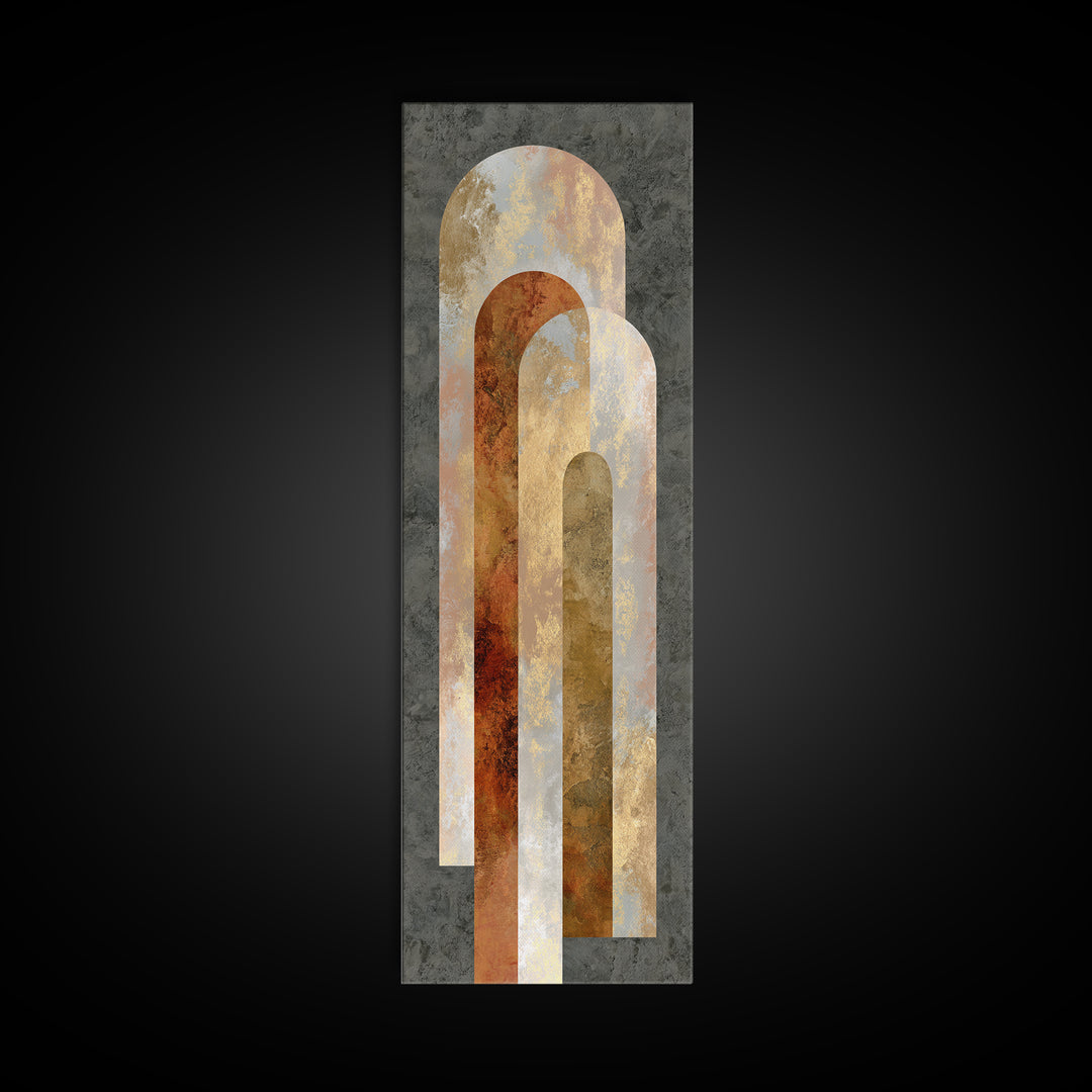 Gold Accented Abstract Arches Framed Canvas Print, Master Bedroom, Wall Decor, Bedroom Decor, Sanctuary, Farmhouse Wall Decor, MAS-1x3-20