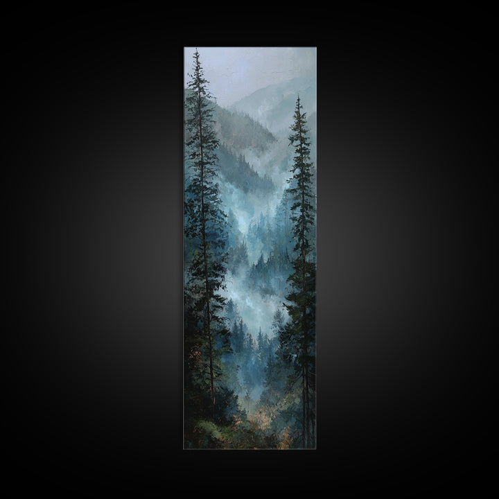 Calm Misty Forest Panorama Canvas Print, Master Bedroom, Bedroom Wall Art, Bedroom Decor, Oil Painting, Sanctuary, MAS-1x3-40