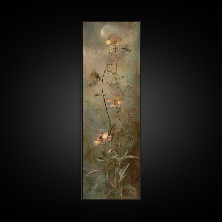 Dreamy Celestial Moon and Botanical Composition Canvas Print, Master Bedroom, Rustic Home Decor, Bedroom Decor, Sanctuary, MAS-1x3-47