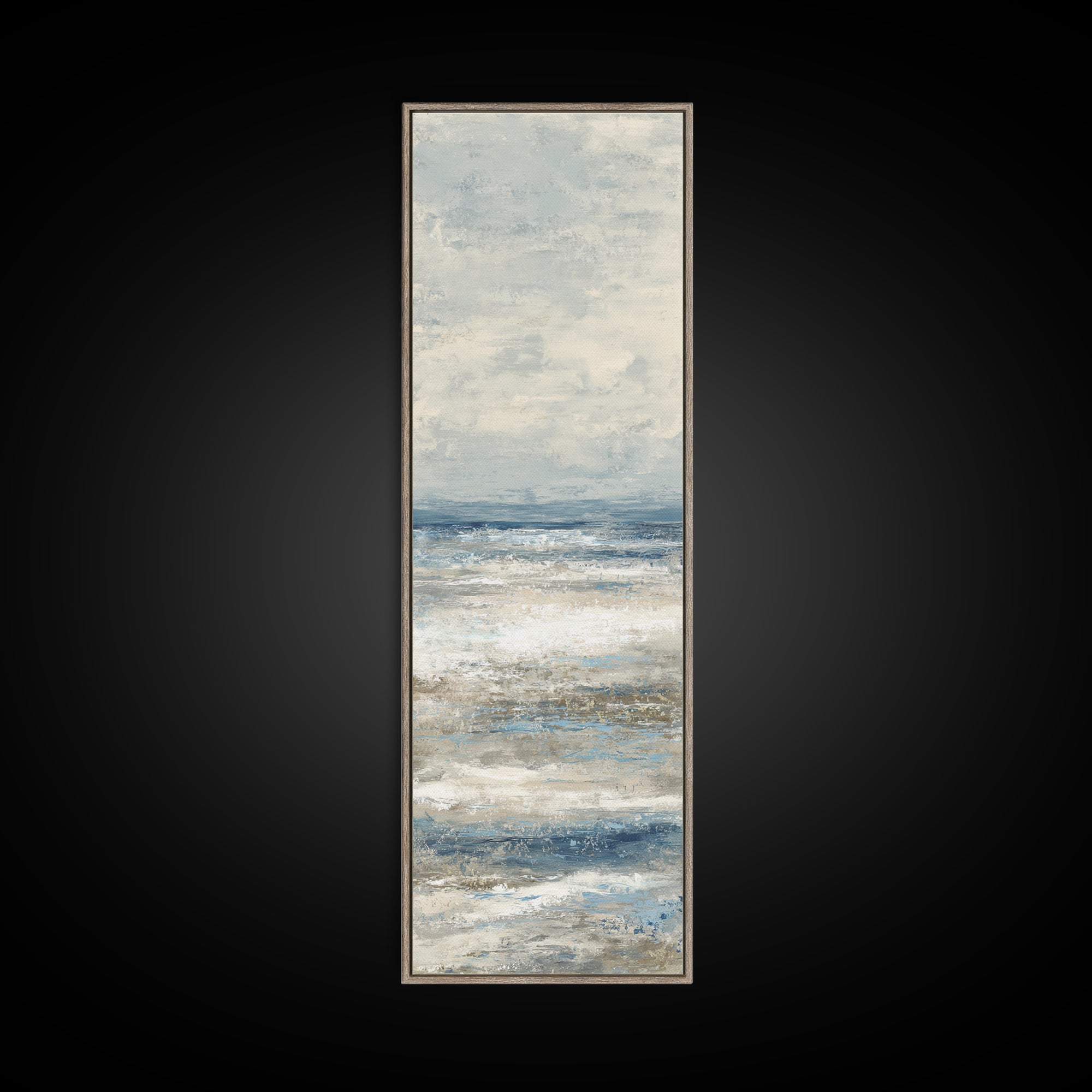 Elegant Moonlit Ocean Horizon Framed Canvas Print, Master Bedroom, Printable Wall Art, Bedroom Decor, Fine Art, Sanctuary, MAS-1x3-61