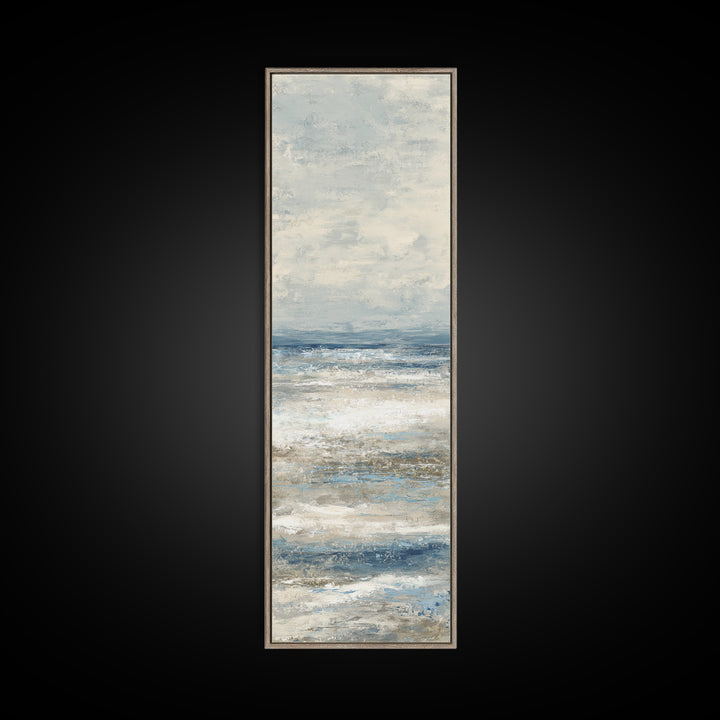 Elegant Moonlit Ocean Horizon Framed Canvas Print, Master Bedroom, Printable Wall Art, Bedroom Decor, Fine Art, Sanctuary, MAS-1x3-61
