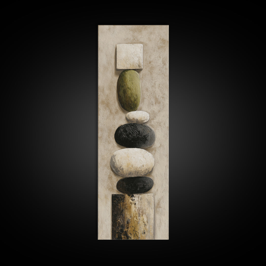 Minimal Stone Shapes Framed Canvas Print, Master Bedroom, Wall Decor Bedroom, Bedroom Decor, Sanctuary, Fine Art Print, MAS-1x3-76