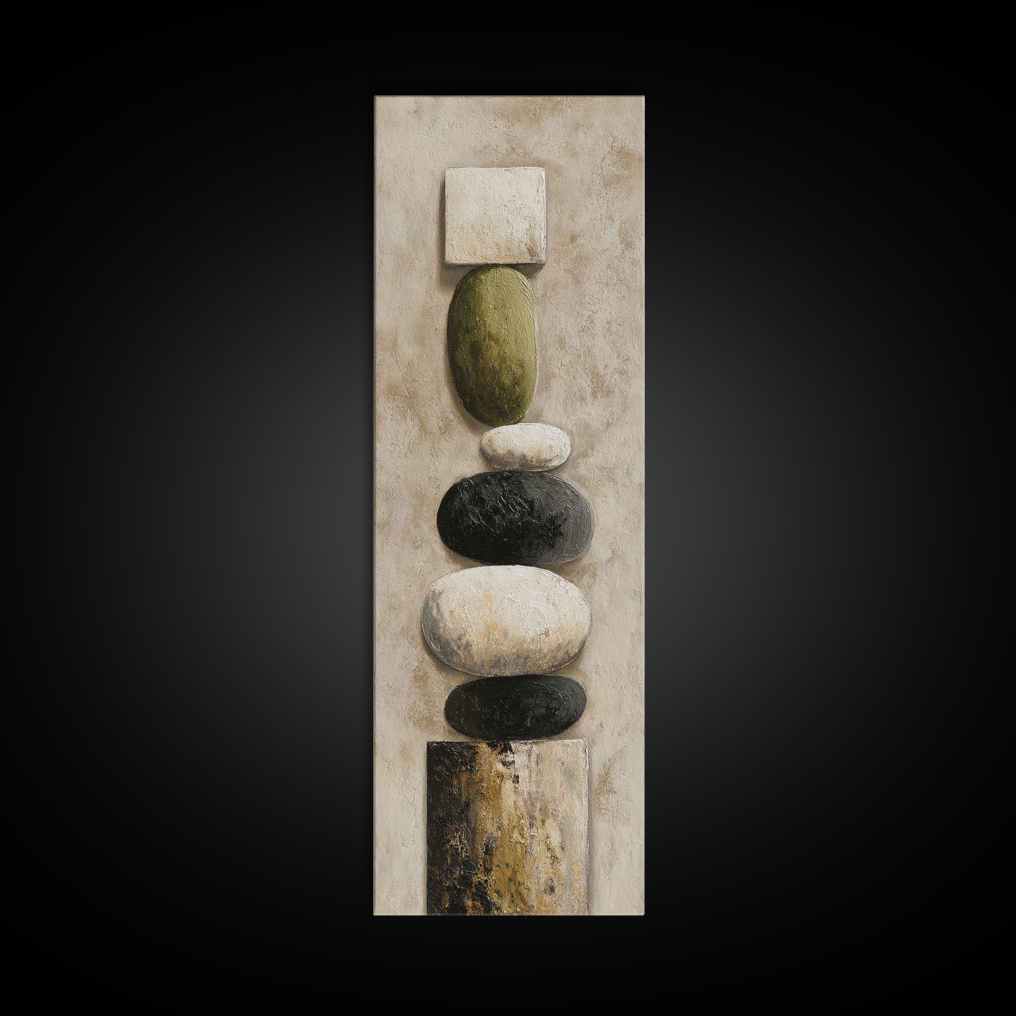 Minimal Stone Shapes Framed Canvas Print, Master Bedroom, Wall Decor Bedroom, Bedroom Decor, Sanctuary, Fine Art Print, MAS-1x3-76