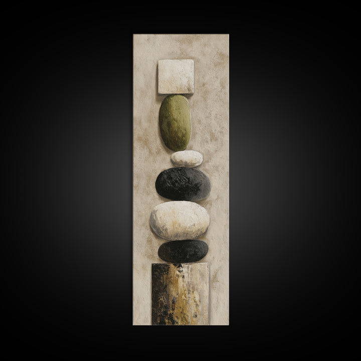 Minimal Stone Shapes Framed Canvas Print, Master Bedroom, Wall Decor Bedroom, Bedroom Decor, Sanctuary, Fine Art Print, MAS-1x3-76