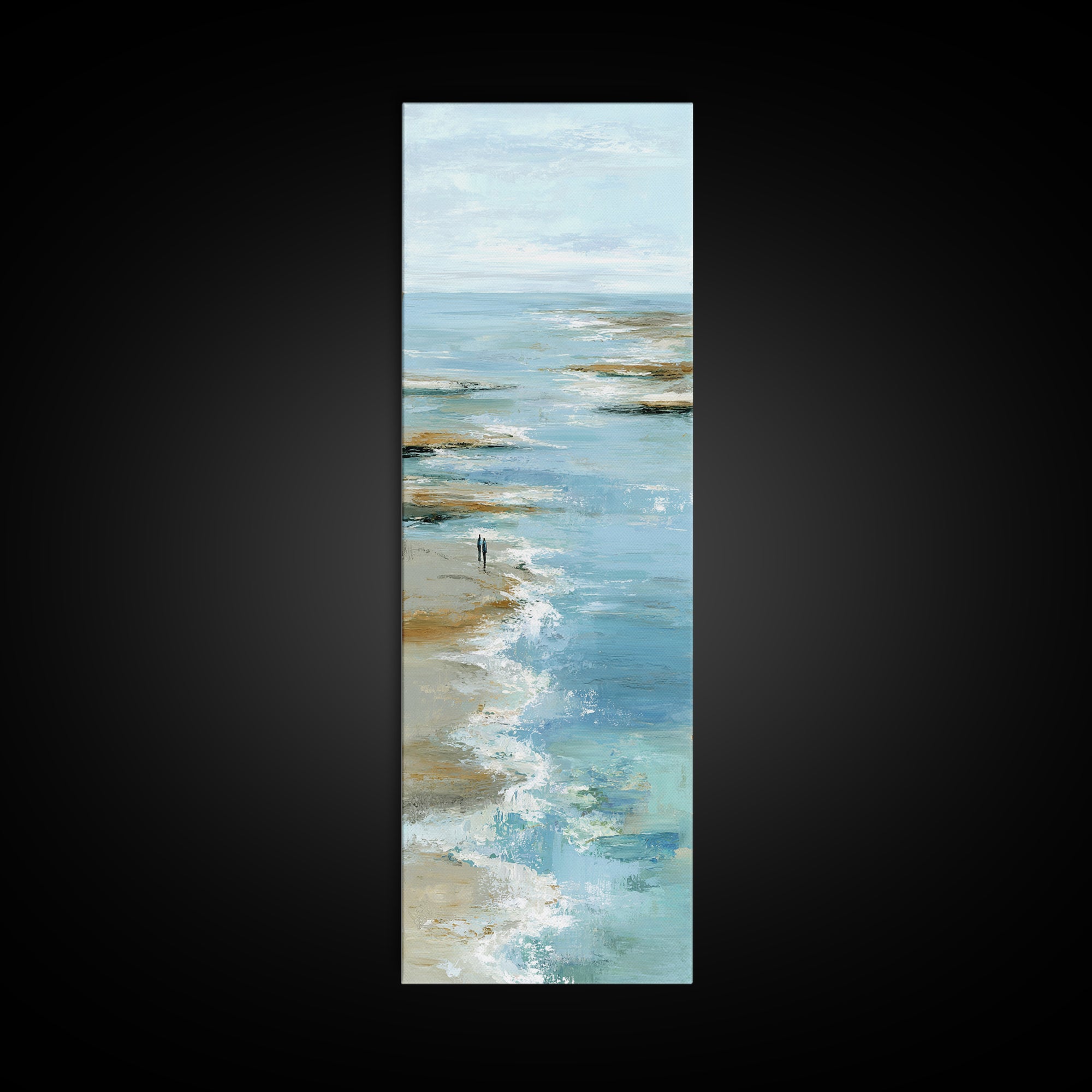 Hotel Coastal Landscape Canvas Print, Master Bedroom, Living Room Prints, Bedroom Decor, Watercolor Art, Sanctuary, MAS-1x3-81