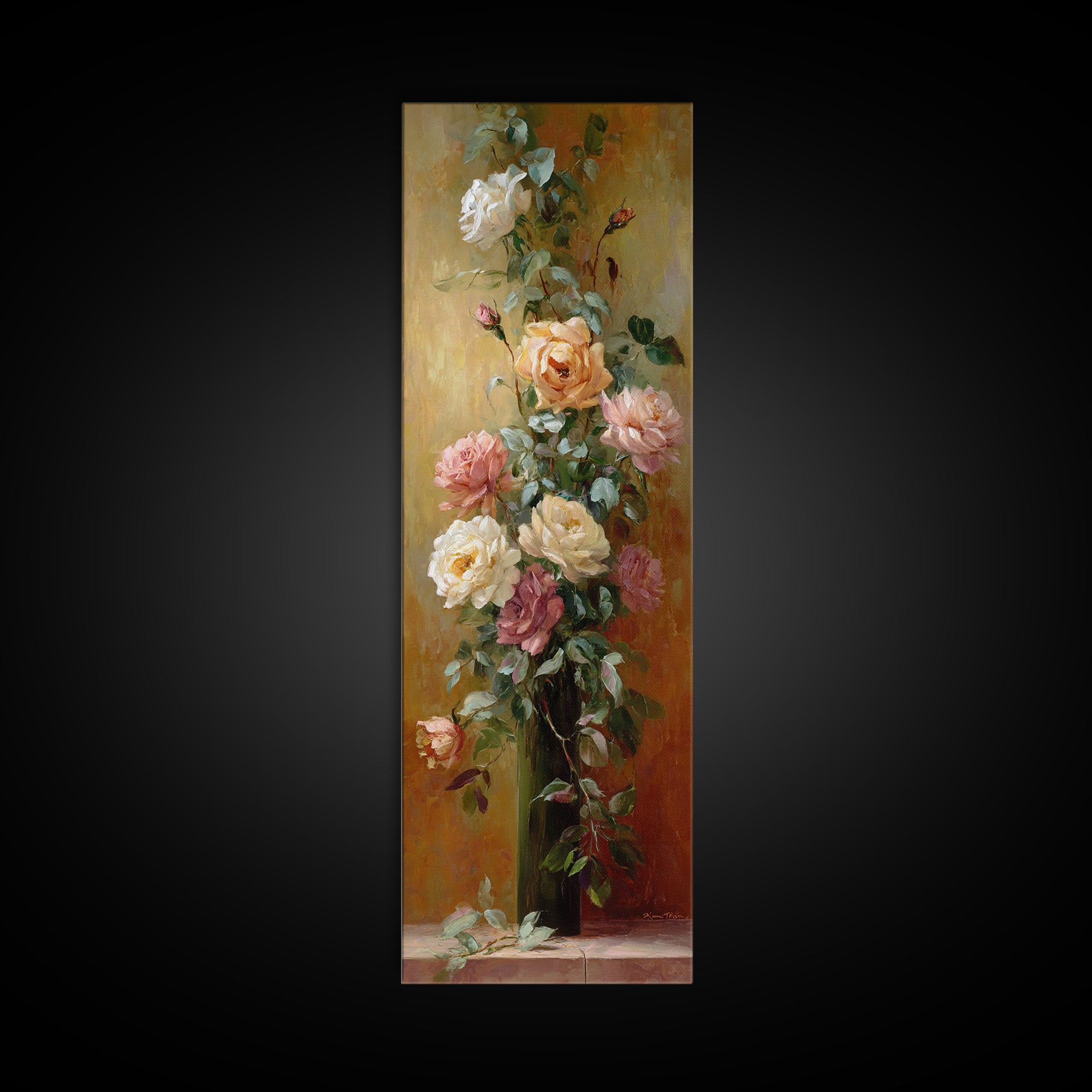 Warm Candlelit Still Life Framed Canvas Print, Master Bedroom, Farmhouse Wall Art, Bedroom Decor, Fine Art, Sanctuary, MAS-1x3-84