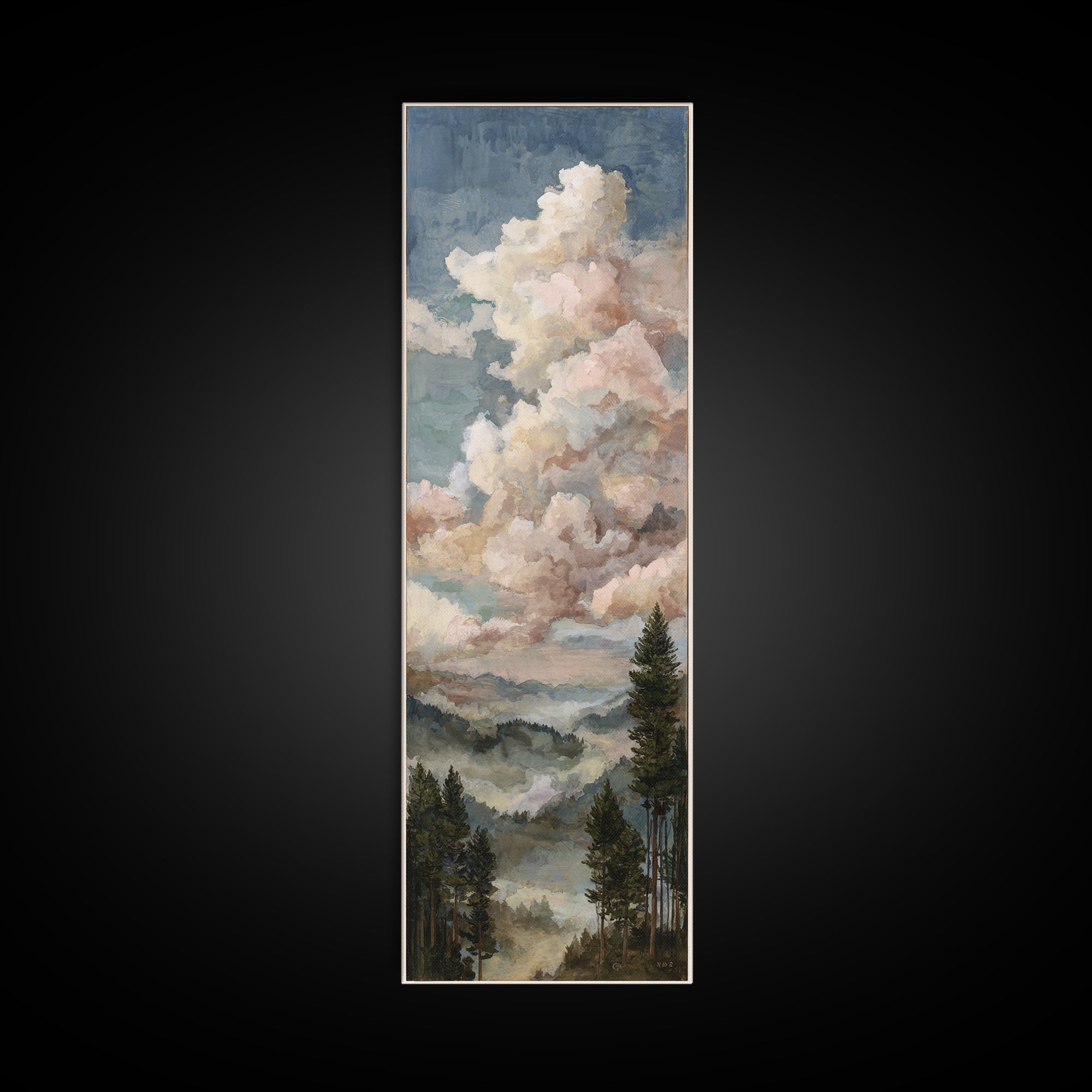 Blush and Taupe Cloudscape Canvas Print, Master Bedroom, Wall Art, Bedroom Decor, Oil Painting, Sanctuary, Bedroom Wall Art, MAS-1x3-90