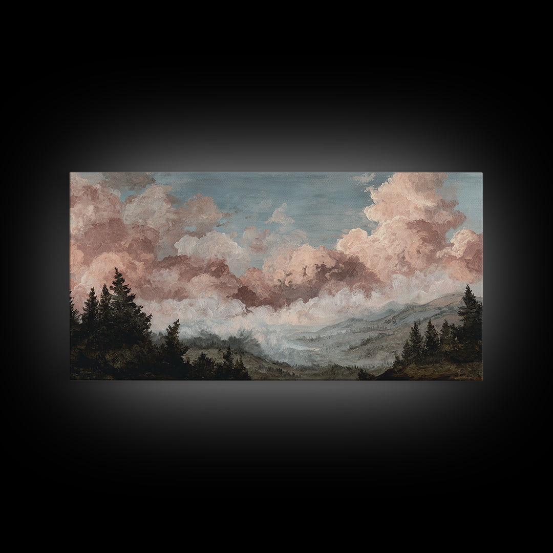 Blush and Taupe Cloudscape Canvas Print, Master Bedroom, Bedroom Decor, Abstract Art, Sanctuary, Printable Art, MAS-2x1-2