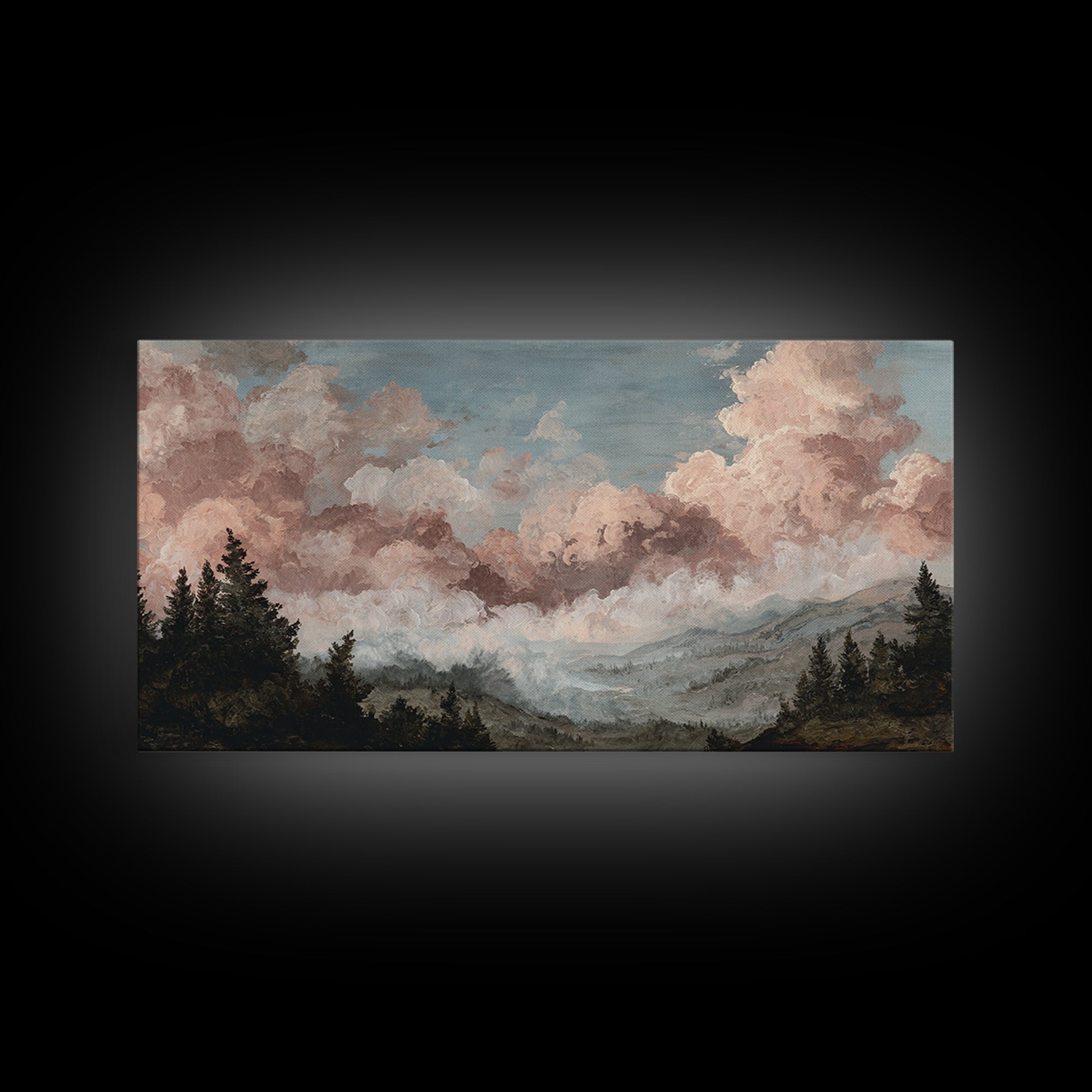 Blush and Taupe Cloudscape Canvas Print, Master Bedroom, Bedroom Decor, Abstract Art, Sanctuary, Printable Art, MAS-2x1-2