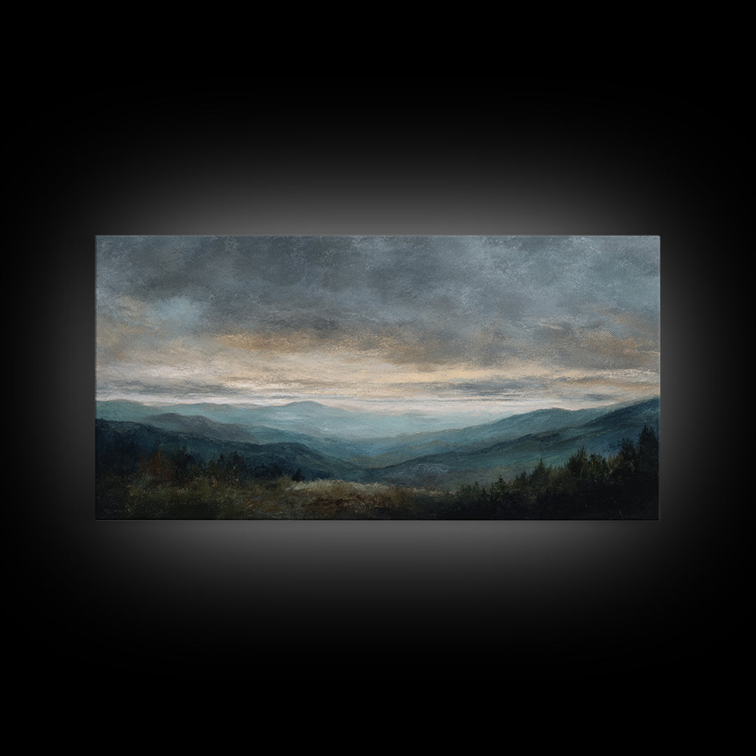 Soft Mountain Ridge Framed Canvas Print, Master Bedroom, Printable Wall Art, Bedroom Decor, Sanctuary, Minimalist Wall Art, MAS-2x1-33