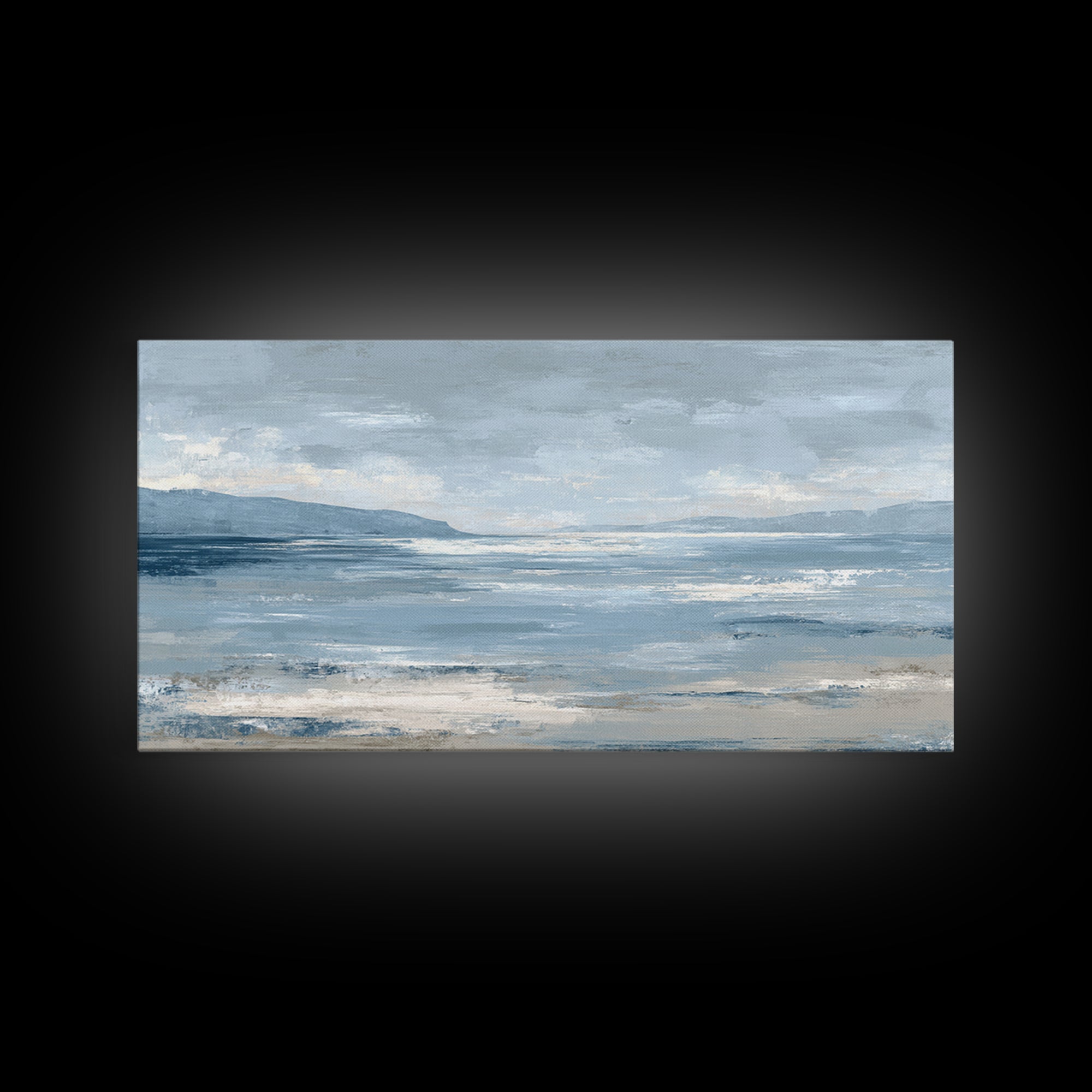 Hotel Coastal Landscape Canvas Print, Master Bedroom, Large Wall Art, Bedroom Decor, Watercolor Art, Sanctuary, Bedroom Prints, MAS-2x1-41