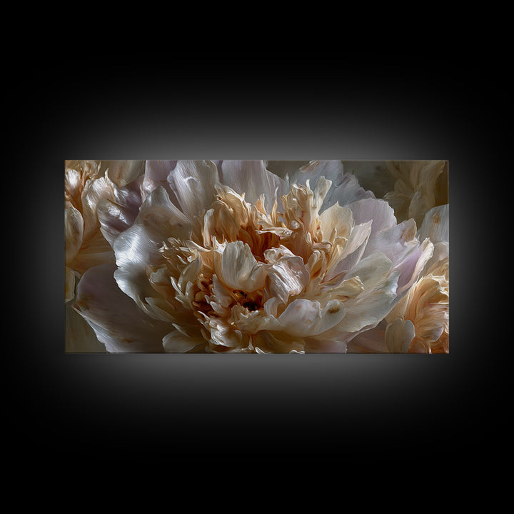 Romantic Neutral Peony Closeup Framed Canvas Print, Master Bedroom, Wall Decor, Bedroom Decor, Sanctuary, Farmhouse Wall Decor, MAS-2x1-46