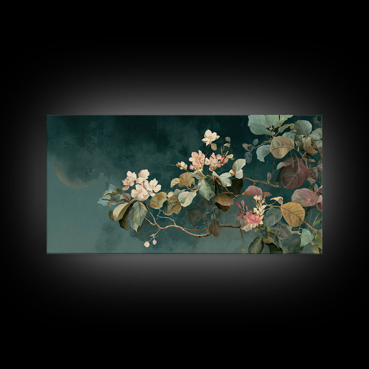 Dreamy Celestial Moon and Botanical Composition Canvas Print, Master Bedroom, Wall Art Prints, Bedroom Decor, Sanctuary, MAS-2x1-7