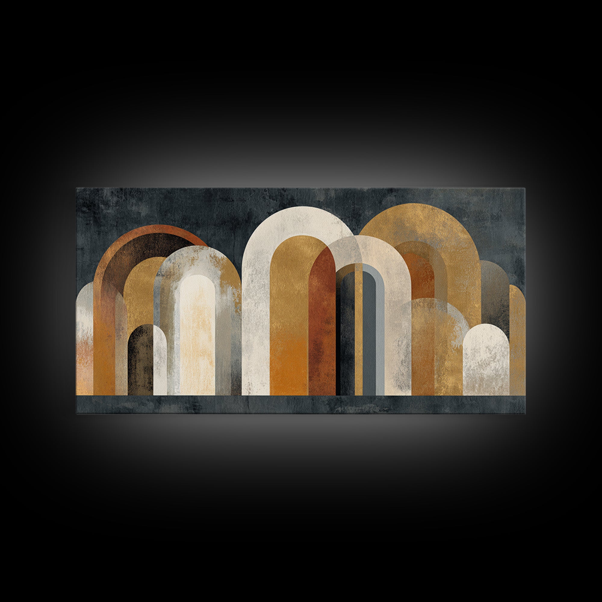 Gold Accented Abstract Arches Canvas Print, Master Bedroom, Minimalist Wall Art, Bedroom Decor, Sanctuary, Over Bed Wall Art, MAS-2x1-76