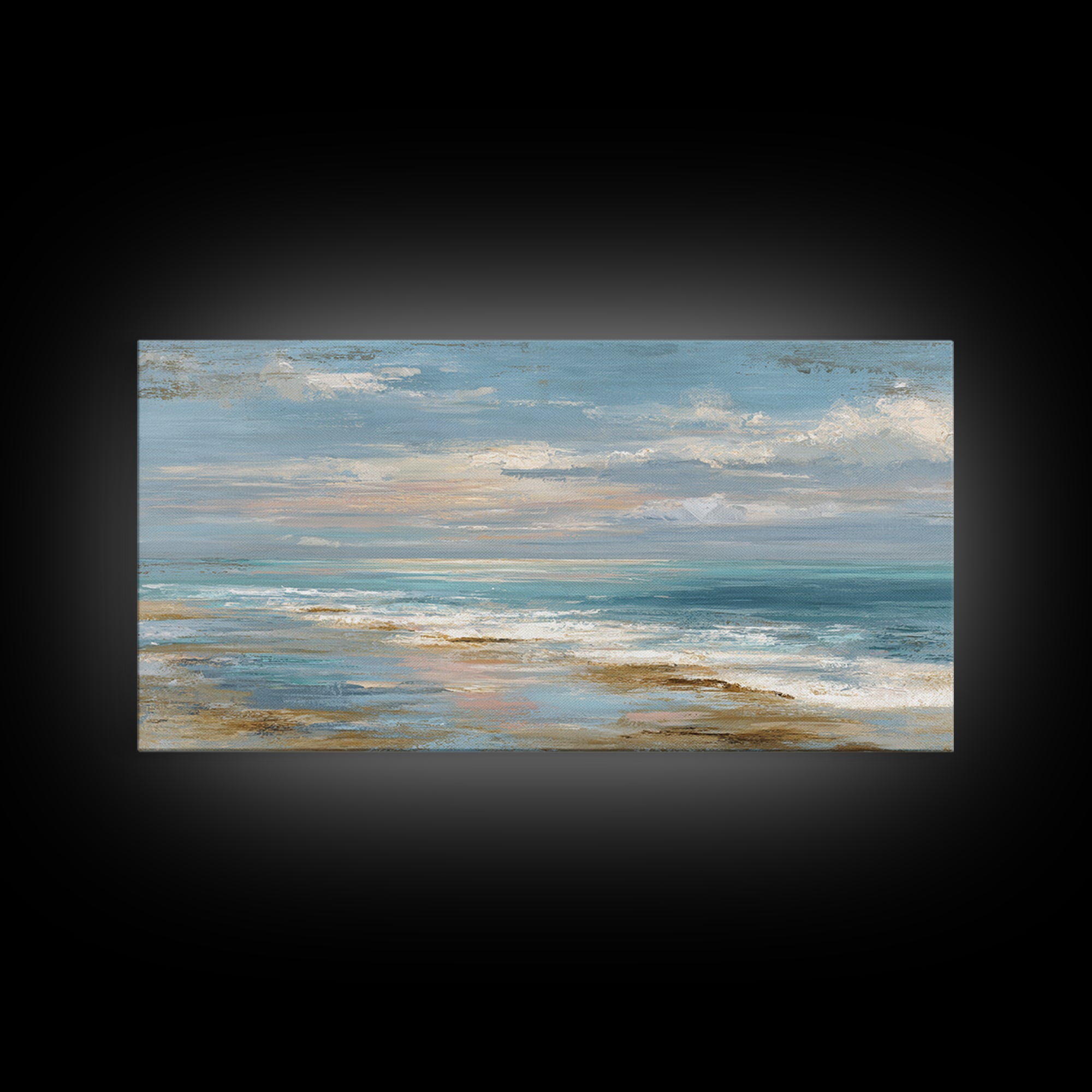 Hotel Coastal Landscape Canvas Print, Master Bedroom, Farmhouse Wall Art, Bedroom Decor, Oil Painting, Sanctuary, MAS-2x1-89
