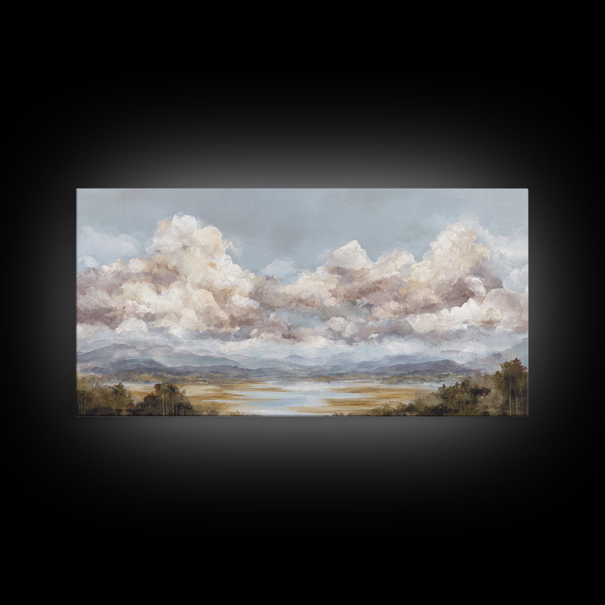 Blush and Taupe Cloudscape Canvas Print, Master Bedroom, Wall Decal, Bedroom Decor, Watercolor Art, Sanctuary, MAS-2x1-98