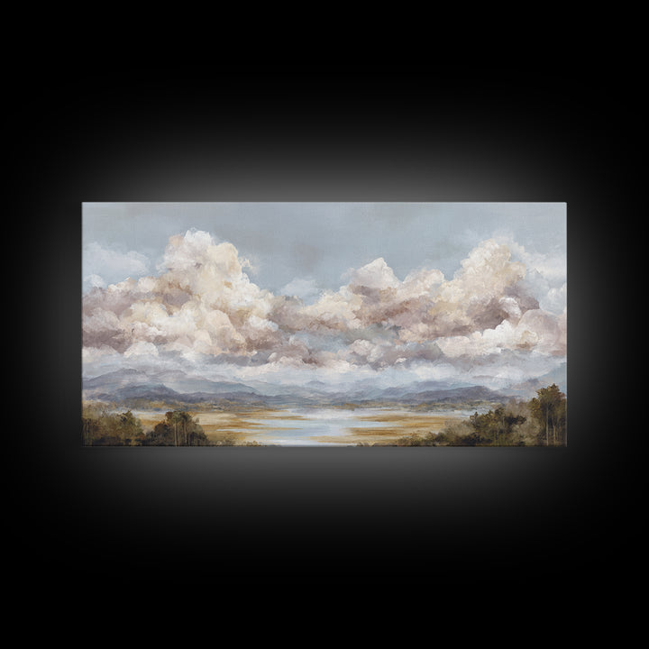 Blush and Taupe Cloudscape Canvas Print, Master Bedroom, Wall Decal, Bedroom Decor, Watercolor Art, Sanctuary, MAS-2x1-98