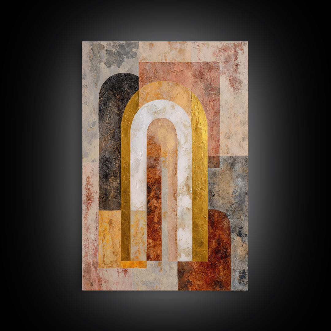 Gold Accented Abstract Arches Canvas Print, Master Bedroom, Gallery Decor, Bedroom Decor, Fine Art, Sanctuary, Wall Art, MAS-2x3-16