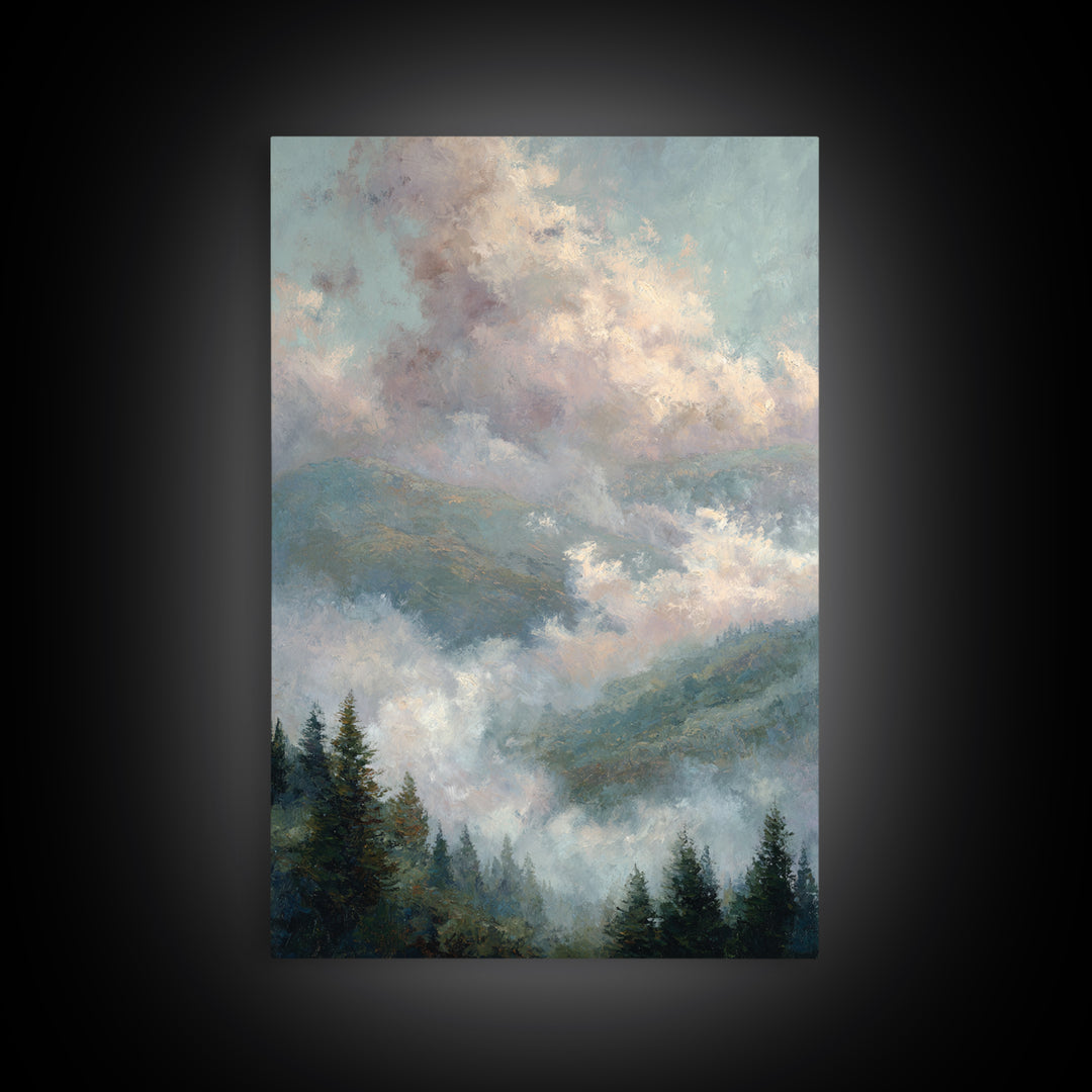 Blush and Taupe Cloudscape Framed Canvas Print, Master Bedroom, Large Wall Art, Bedroom Decor, Sanctuary, Bedroom Prints, MAS-2x3-38