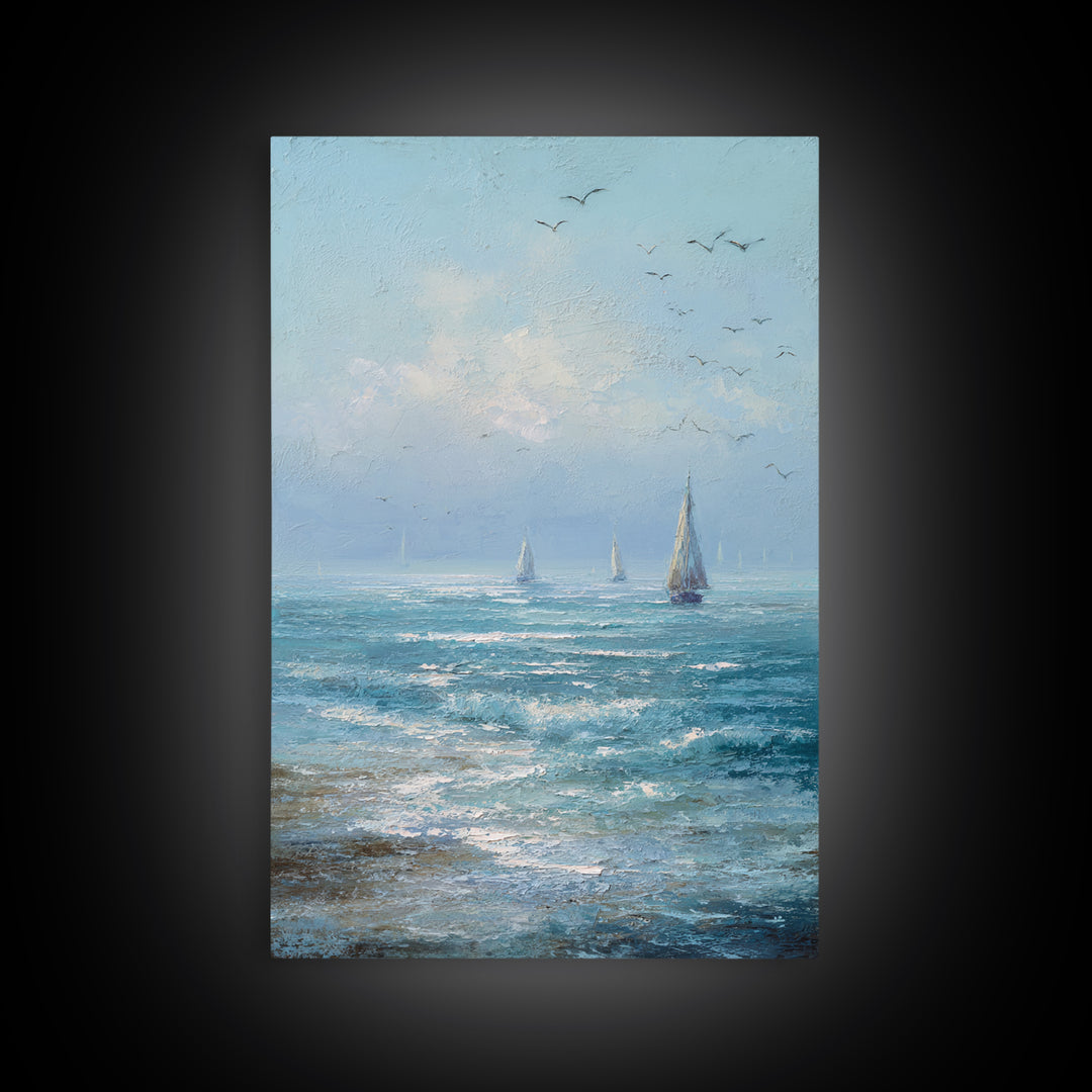 Hotel Coastal Landscape Framed Canvas Print, Master Bedroom, Farmhouse Wall Decor, Bedroom Decor, Fine Art, Sanctuary, MAS-2x3-53