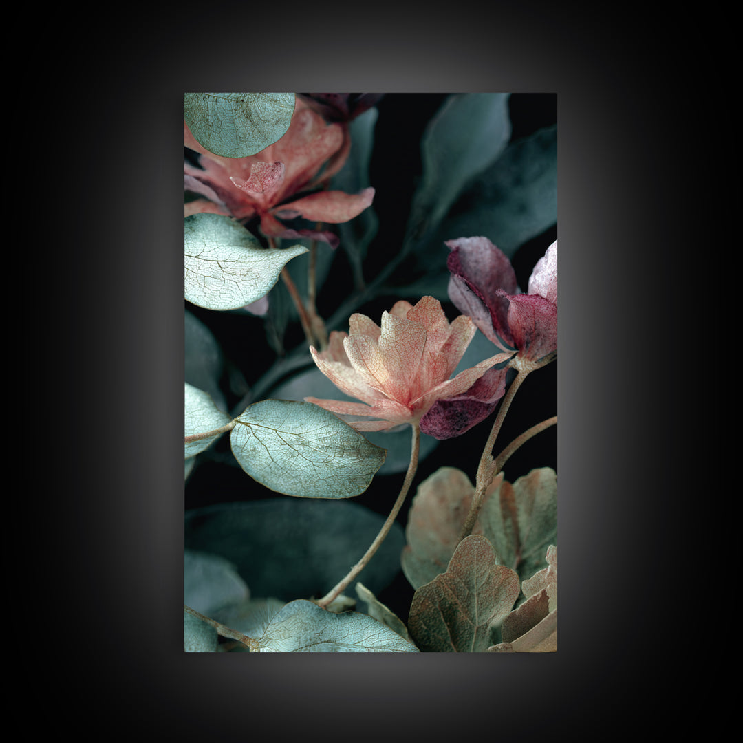 Dreamy Celestial Moon and Botanical Composition Canvas Print, Master Bedroom, Minimalist Wall Art, Bedroom Decor, Sanctuary, MAS-2x3-67