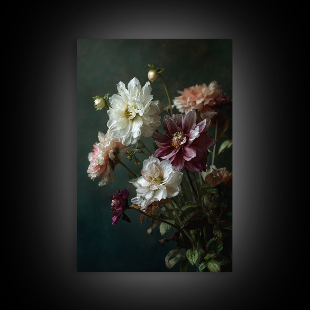 Night Garden with Pale Flowers and Stars Canvas Print, Master Bedroom, Fine Art Print, Bedroom Decor, Watercolor Art, Sanctuary, MAS-2x3-7