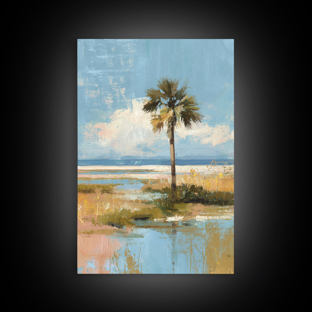 Hotel Coastal Landscape Canvas Print, Master Bedroom, Living Room Prints, Bedroom Decor, Watercolor Art, Sanctuary, MAS-2x3-77