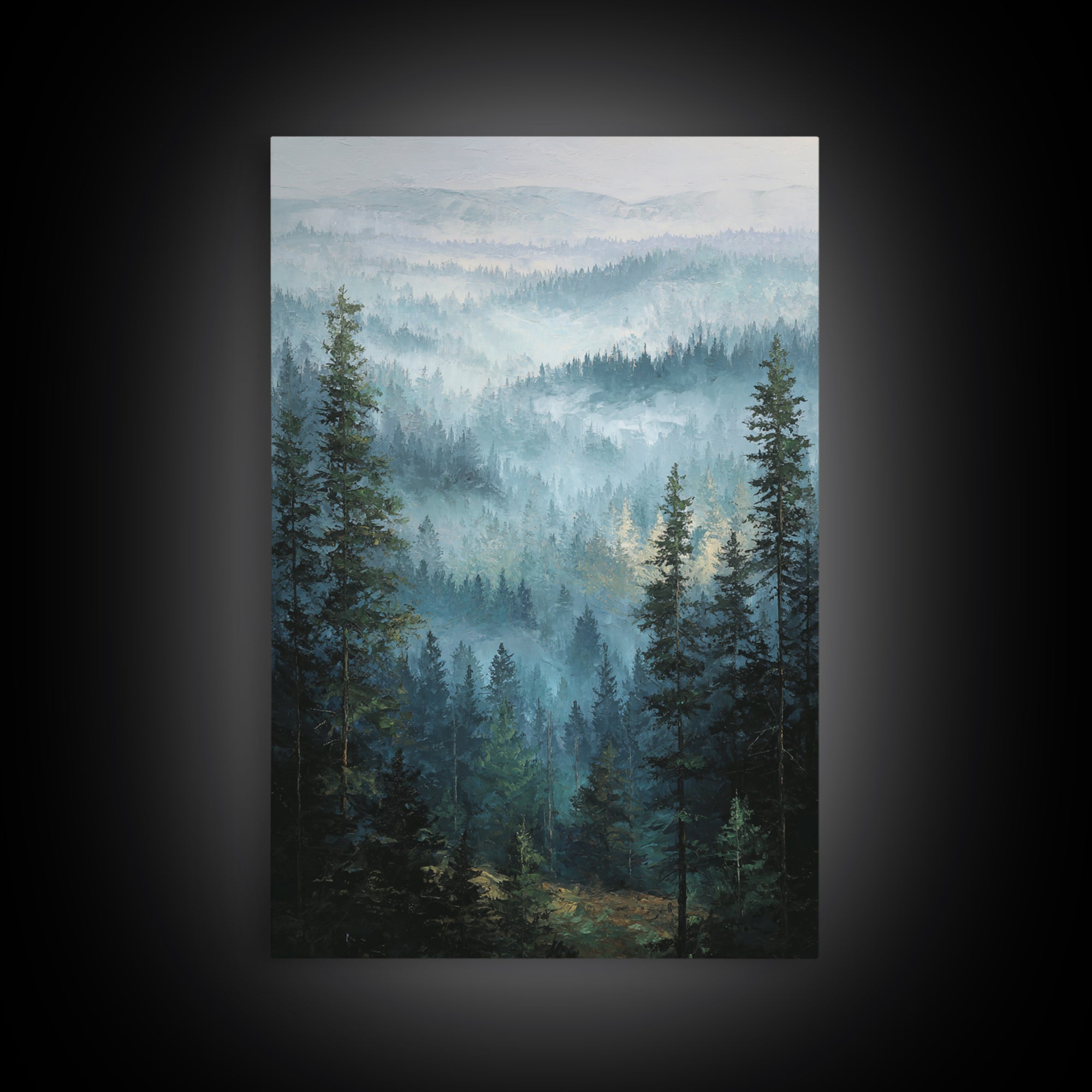 Calm Misty Forest Panorama Framed Canvas Print, Master Bedroom, Modern Decor, Bedroom Decor, Fine Art, Sanctuary, Wall Decor, MAS-2x3-84