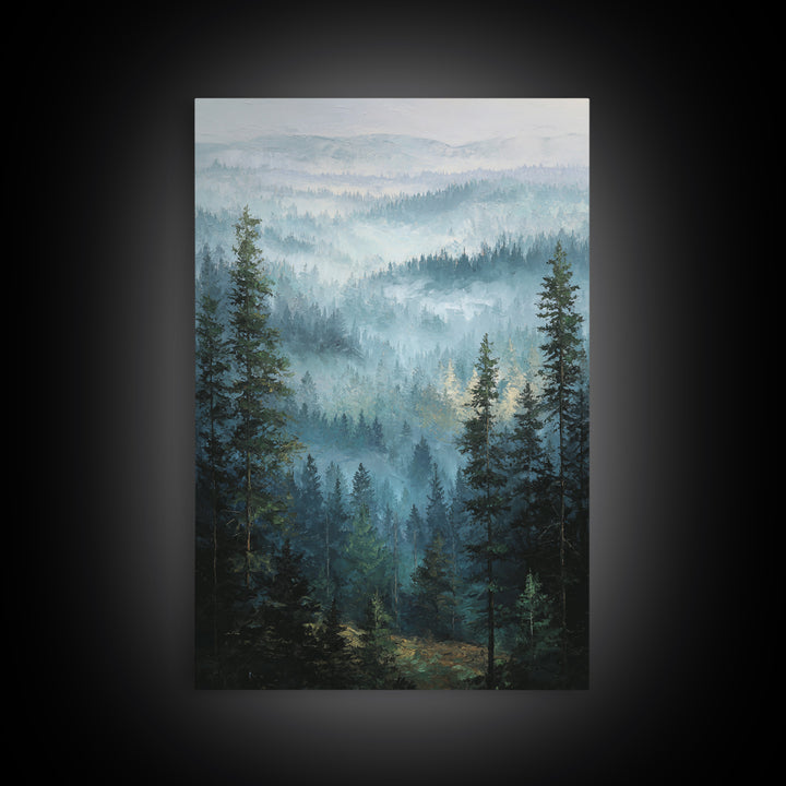Calm Misty Forest Panorama Framed Canvas Print, Master Bedroom, Modern Decor, Bedroom Decor, Fine Art, Sanctuary, Wall Decor, MAS-2x3-84