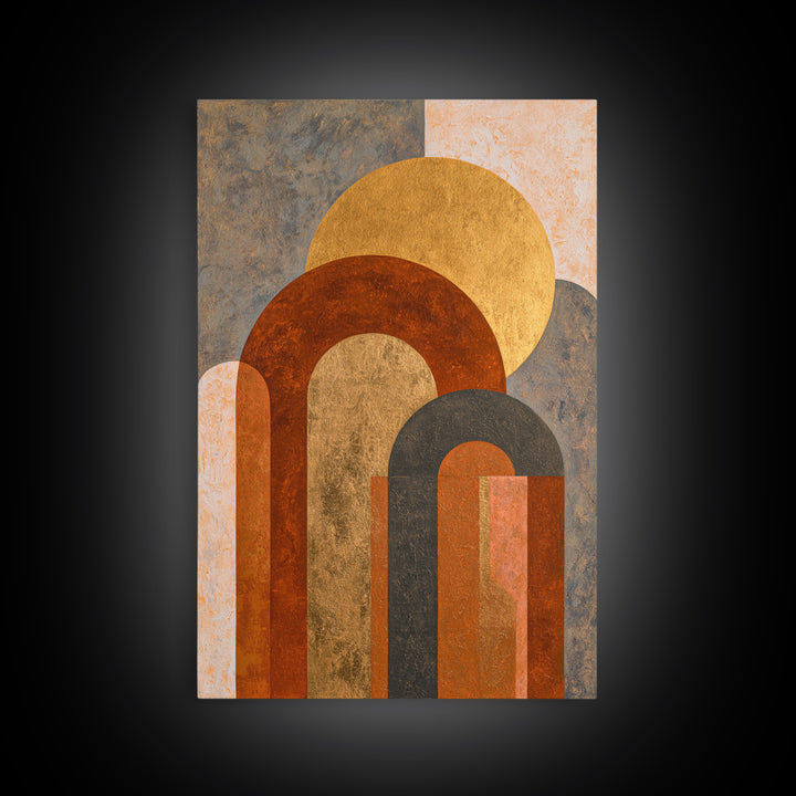 Gold Accented Abstract Arches Framed Canvas Print, Master Bedroom, Minimalist Wall Art, Bedroom Decor, Fine Art, Sanctuary, MAS-2x3-88