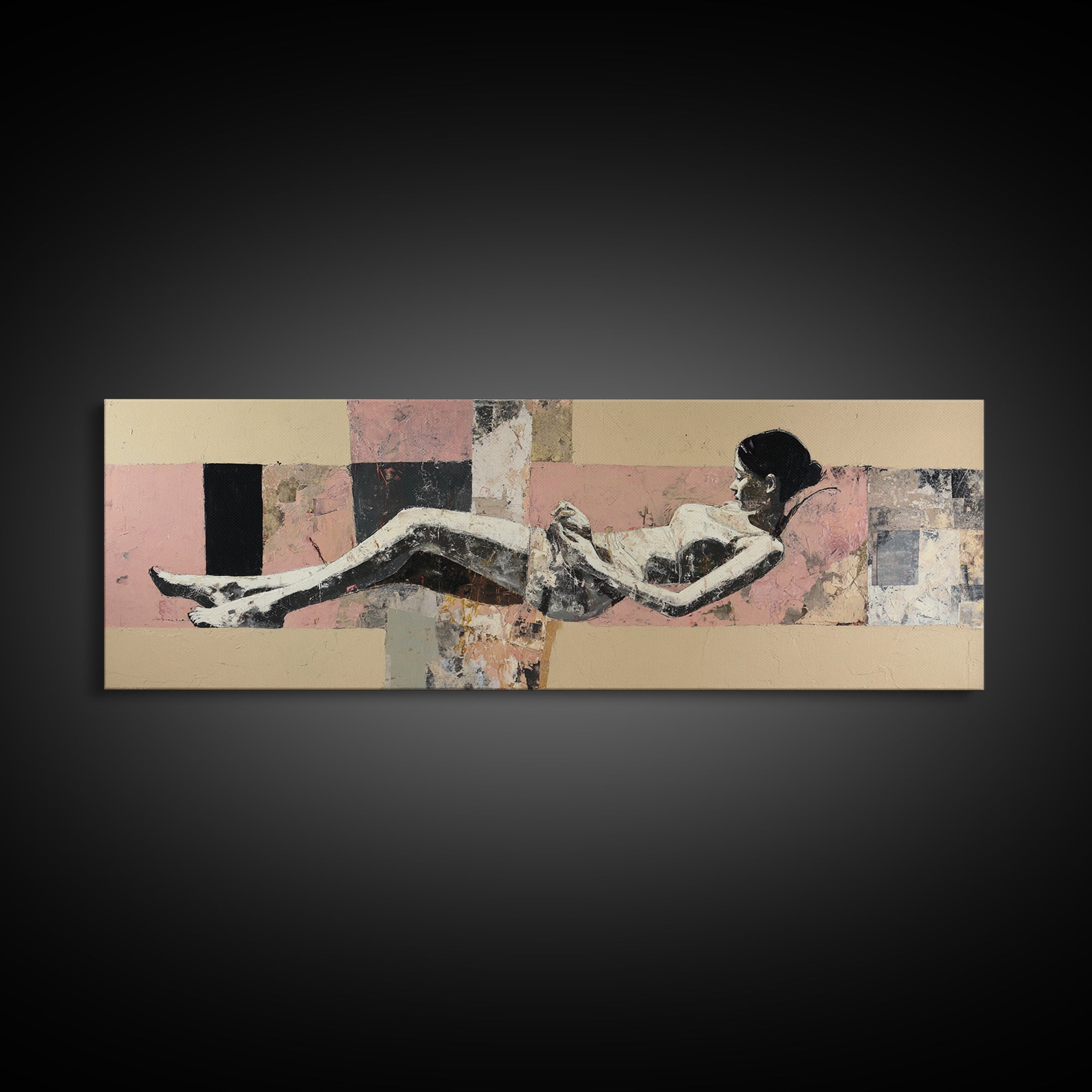 Classical Reclining Figure Implied Through Line Art Canvas Print, Master Bedroom, Modern Decor, Bedroom Decor, Sanctuary, MAS-3x1-14