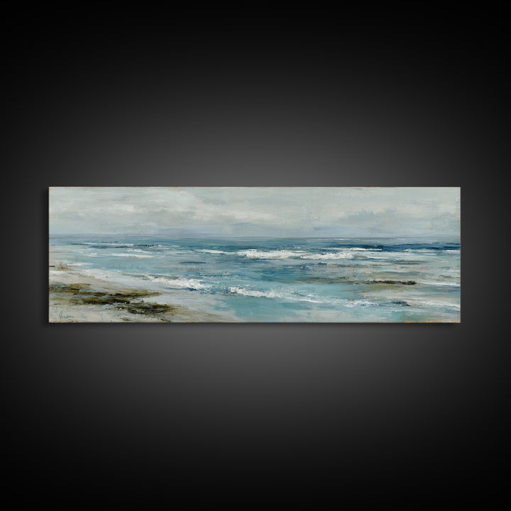 Hotel Coastal Landscape Framed Canvas Print, Master Bedroom, Bedroom, Bedroom Decor, Fine Art, Sanctuary, Boho Decor, MAS-3x1-37