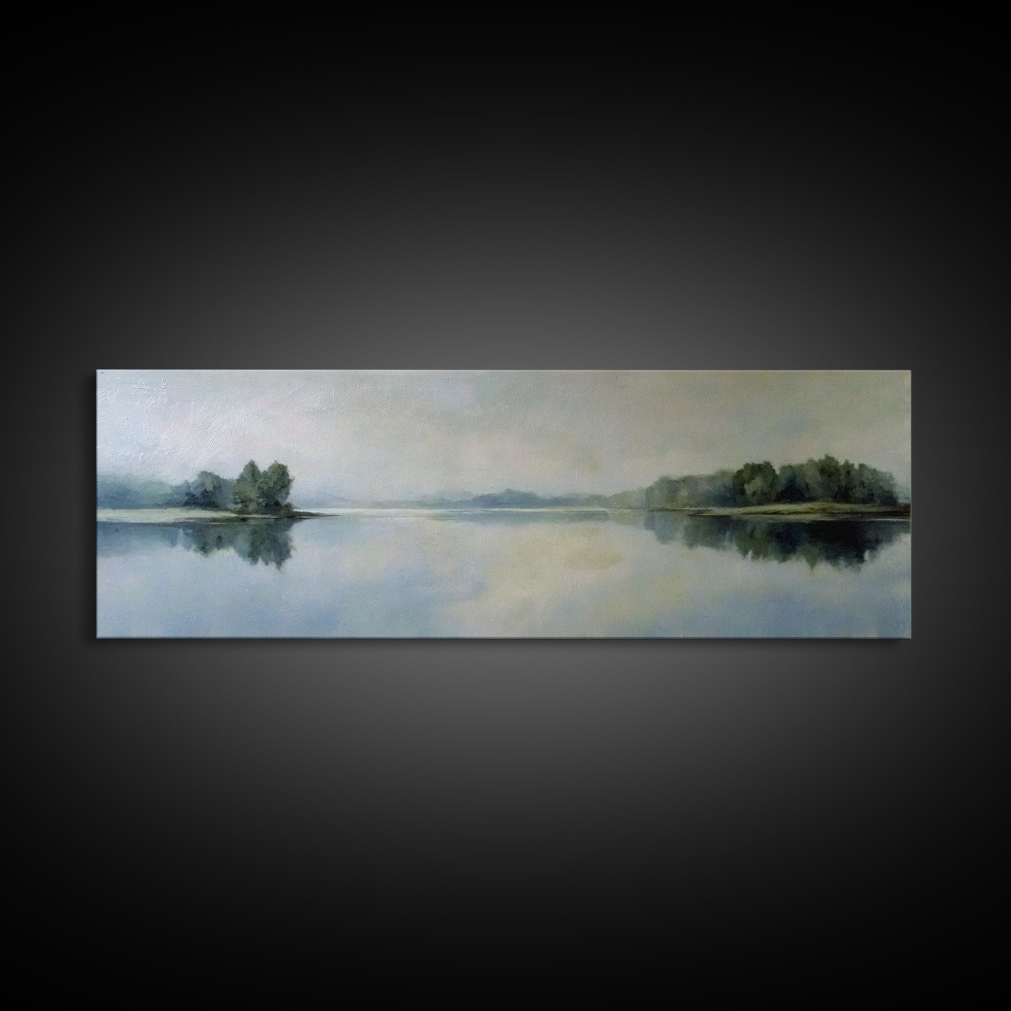 Serene Lake with Pale Morning Reflection Framed Canvas Print, Master Bedroom, Wedding Decor, Bedroom Decor, Fine Art, Sanctuary, MAS-3x1-47