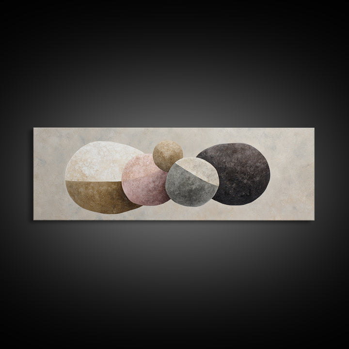 Minimal Stone Shapes Framed Canvas Print, Master Bedroom, Minimalist Decor, Bedroom Decor, Fine Art, Sanctuary, Farmhouse Decor, MAS-3x1-56