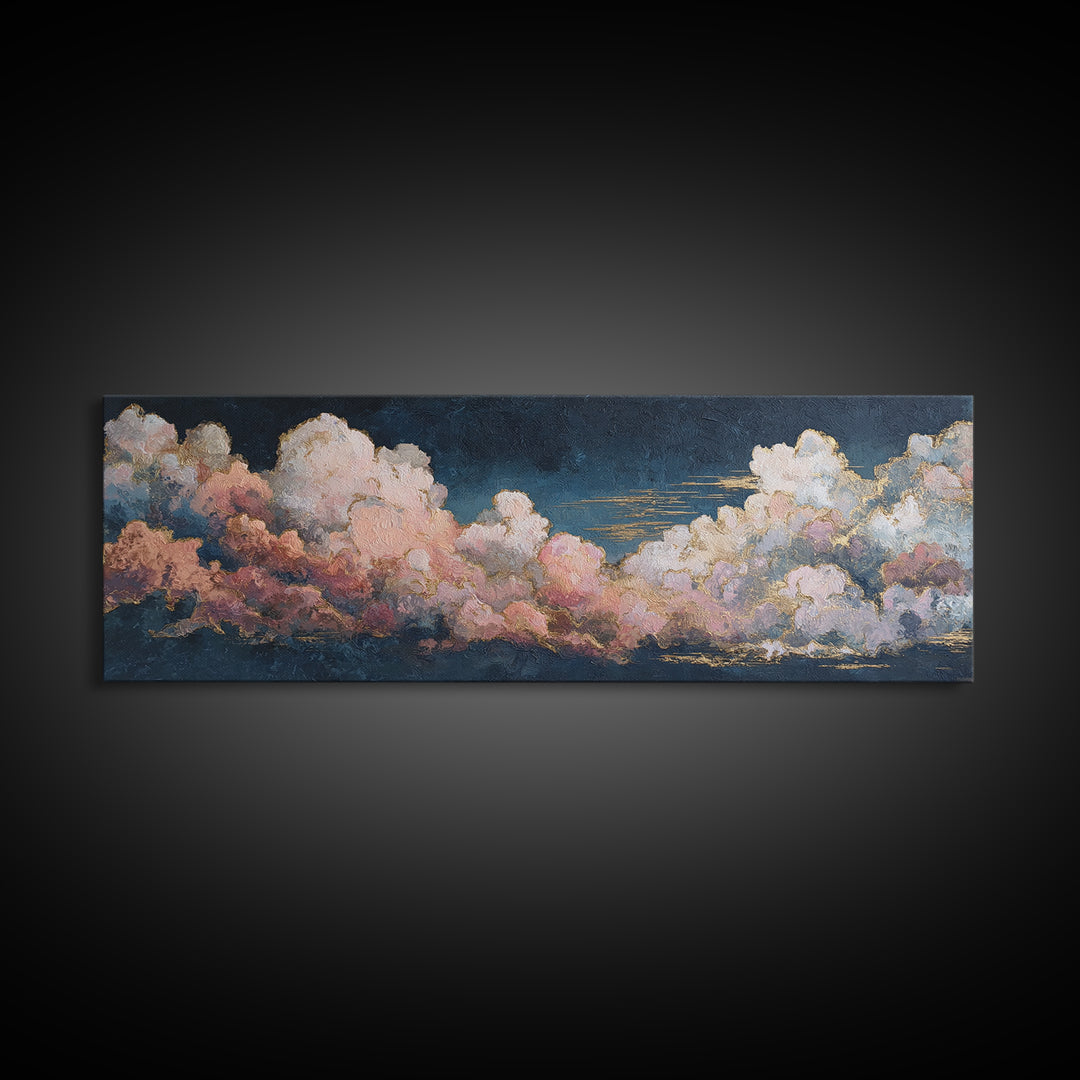 Blush and Taupe Cloudscape Canvas Print, Master Bedroom, Wall Art, Bedroom Decor, Oil Painting, Sanctuary, Bedroom Wall Art, MAS-3x1-70
