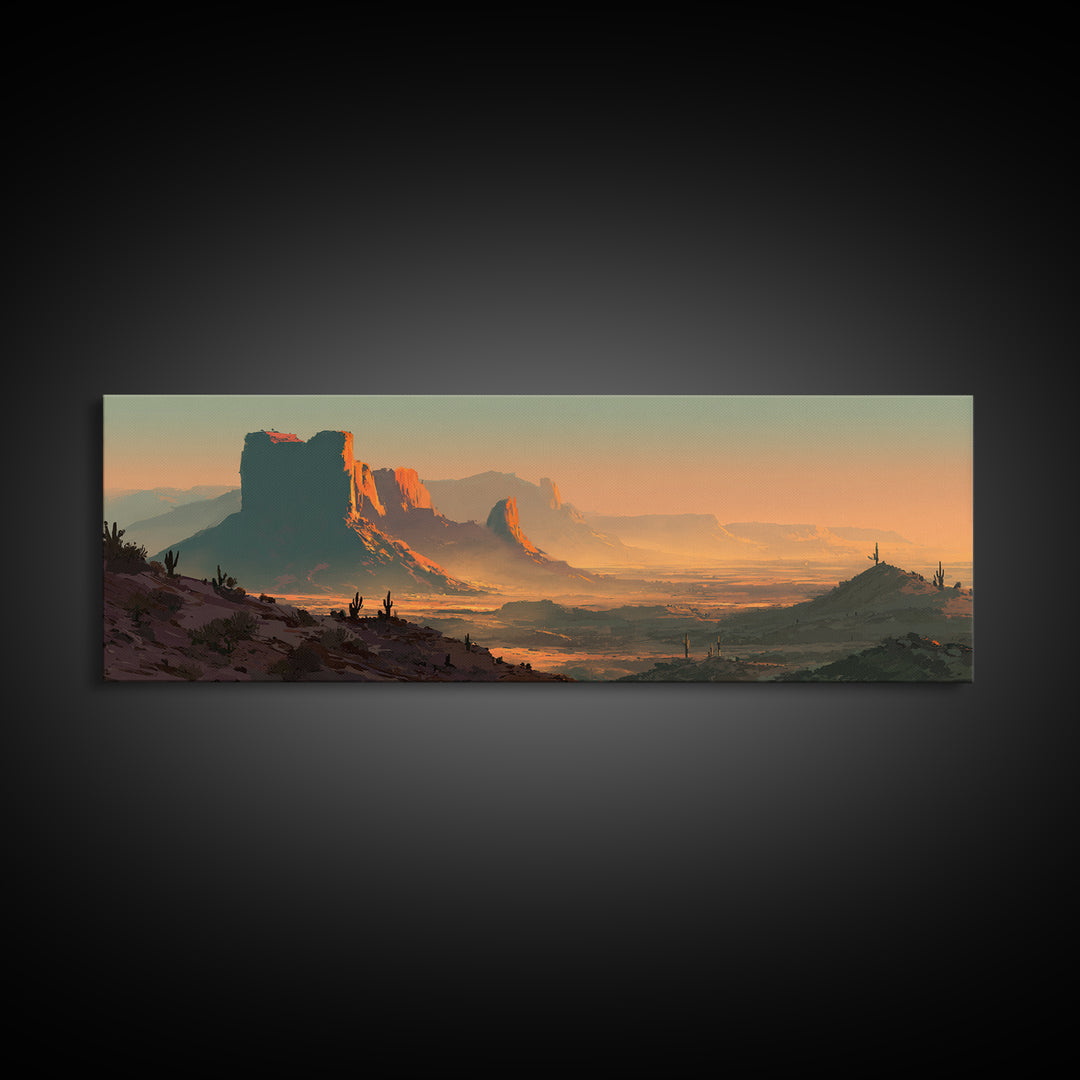 Quiet Desert Dusk Framed Canvas Print, Master Bedroom, Wall Decor Bedroom, Bedroom Decor, Fine Art, Sanctuary, Fine Art Print, MAS-3x1-74