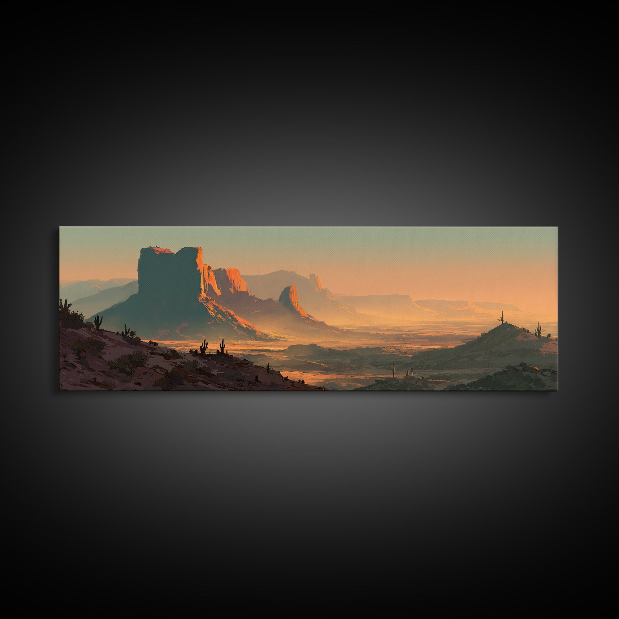 Quiet Desert Dusk Framed Canvas Print, Master Bedroom, Wall Decor Bedroom, Bedroom Decor, Fine Art, Sanctuary, Fine Art Print, MAS-3x1-74
