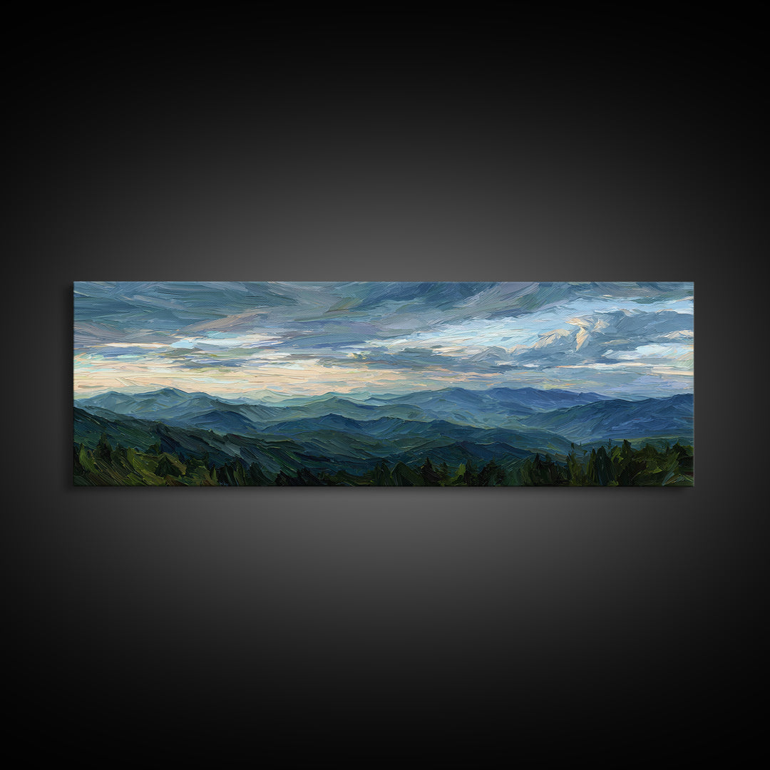 Soft Mountain Ridge Framed Canvas Print, Master Bedroom, Above Bed Wall Decor, Bedroom Decor, Oil Painting, Sanctuary, MAS-3x1-77