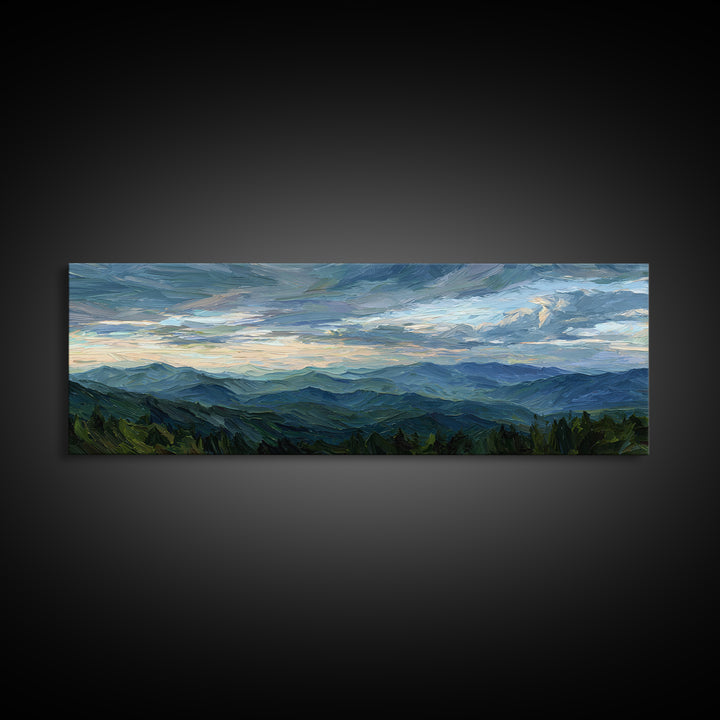 Soft Mountain Ridge Framed Canvas Print, Master Bedroom, Above Bed Wall Decor, Bedroom Decor, Oil Painting, Sanctuary, MAS-3x1-77