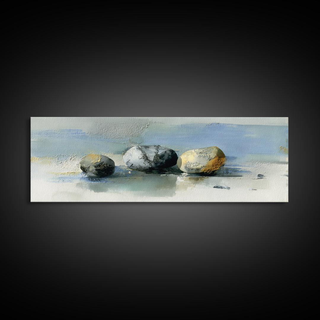 Minimal Stone Shapes Canvas Print, Master Bedroom, Above Bed Wall Art, Bedroom Decor, Abstract Art, Sanctuary, MAS-3x1-8